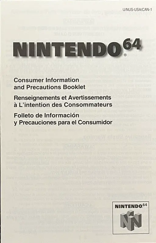 Nintendo 64 Consumer Information And Precautions Booklet (N64)